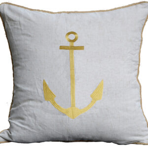 Anchor Embroidered Linen Weave Pillow