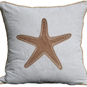 Starfish Embroidered Linen Weave Pillow