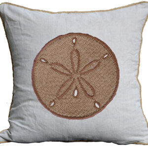 Sand Dollar Embroidered Linen Weave Pillow