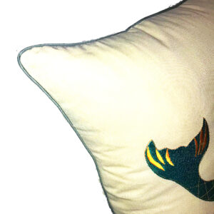 Mermaid Embroidered Linen Weave Pillow