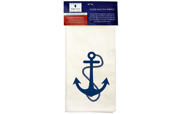 Navy Anchor Tea Towel