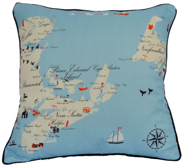 Maritimes Destination Pillow Outdoora TM Fabric. Indoor/Outdoor.18" x 18"