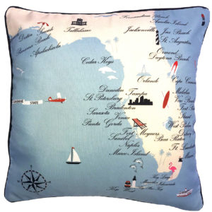 Florida Destination Pillow 18×18 Outdoora Fabric By Taylor & Co