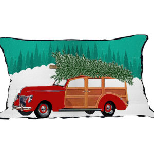 Christmas Woody Pillow Outdoora TM Fabric Indoor/Outdoor13″ x 22″