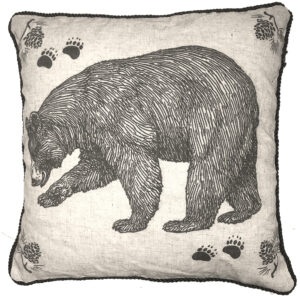 Bear Rustic Pillow Outdoora TM Fabric Indoor/Outdoor18″ x 18″