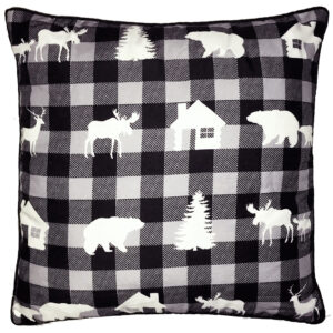 Buffalo Check Grey Pillow Outdoora TM Fabric Indoor/Outdoor18″ x 18″