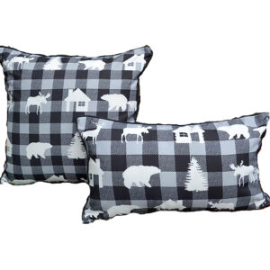 Buffalo Check Grey Oblong Pillow Outdoora TM Fabric Indoor/Outdoor13″ x 22″