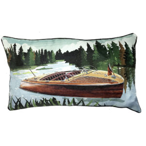 Wooden Boat Pillow Outdoora TM Fabric Indoor/Outdoor13″ x 22″