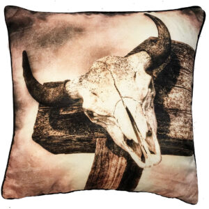 Horse Skull Pillow Outdoora TM Fabric Indoor/Outdoor18″ x 18″