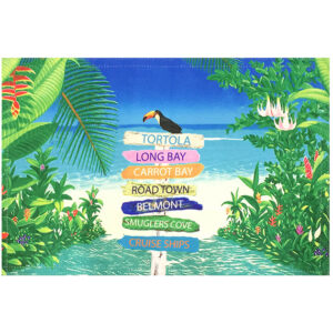 Placemats Custom 7 Name Tropical Signs- Outdoora TM Fabric Min 100 For Custom(Pack of 6)